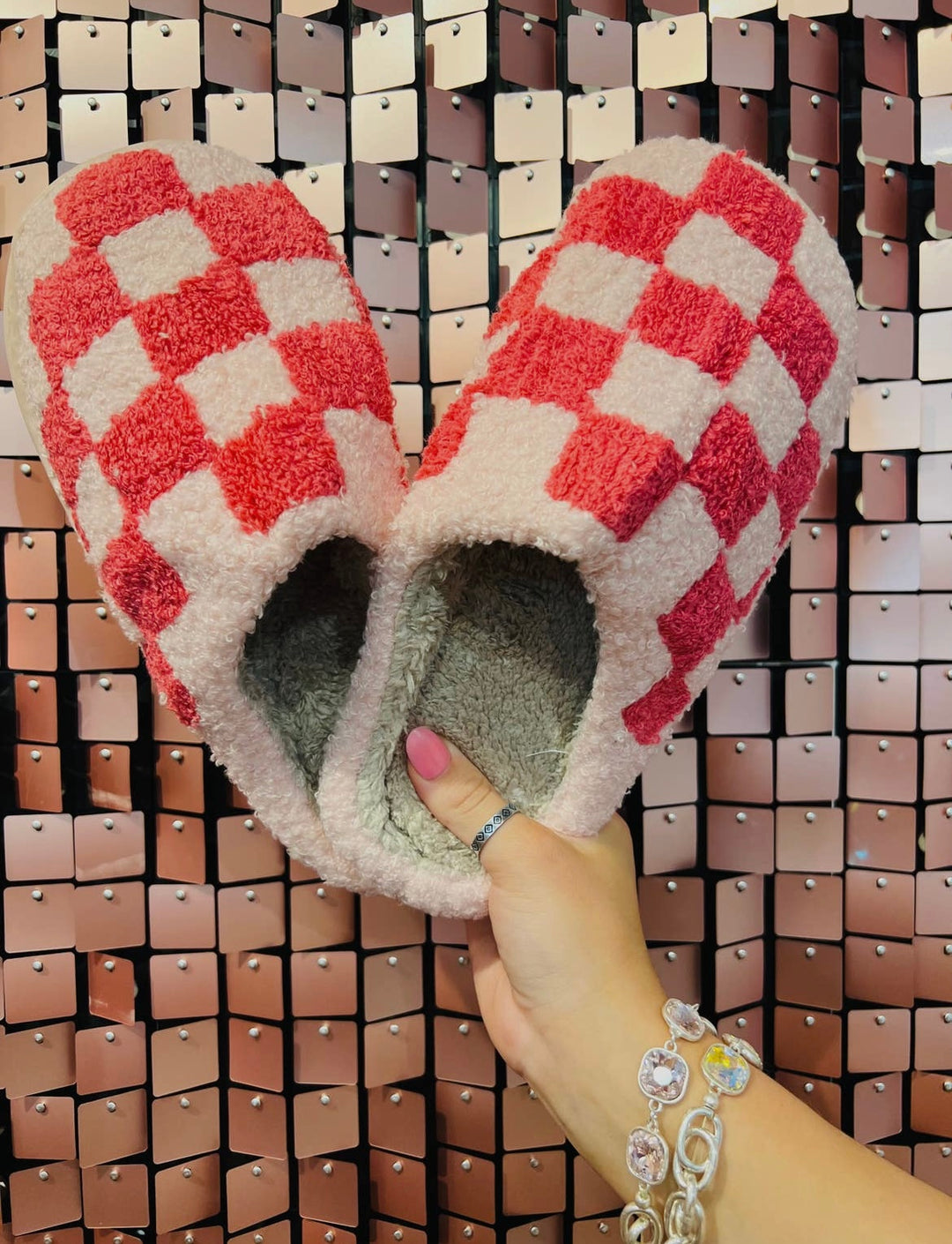 Hot Pink Checkered Slipper