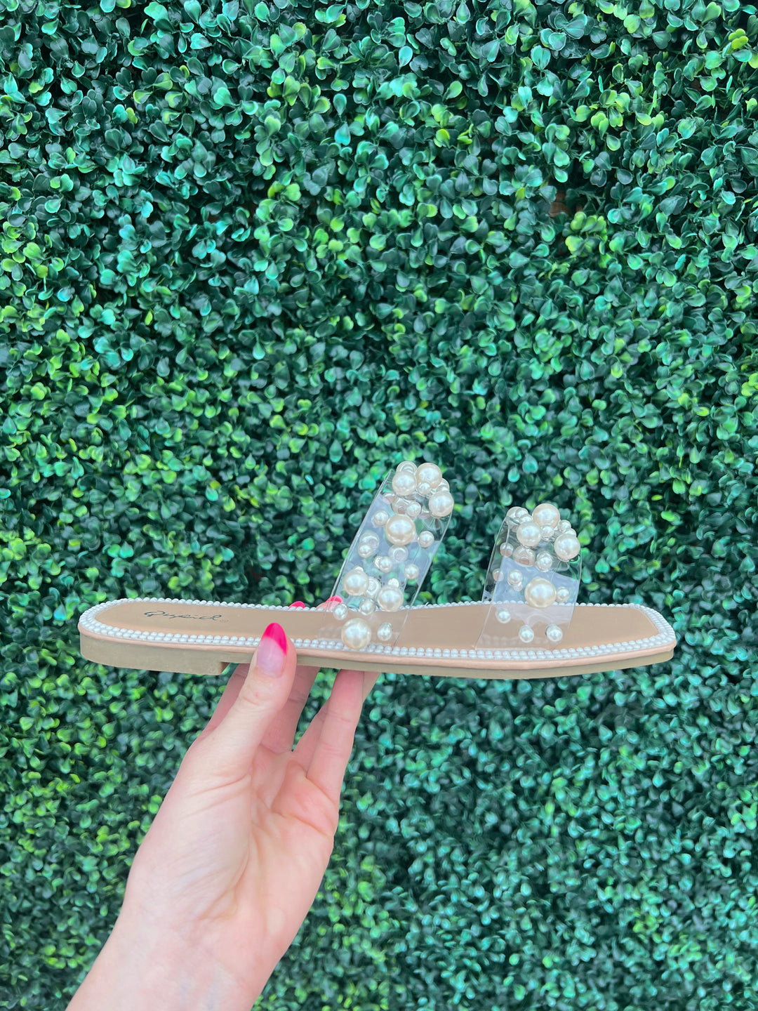 Nude Pearl Strap Sandals