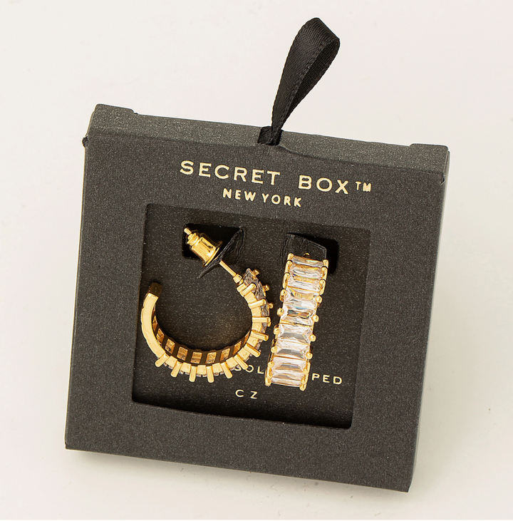 Secret Box Gold CZ Hoop