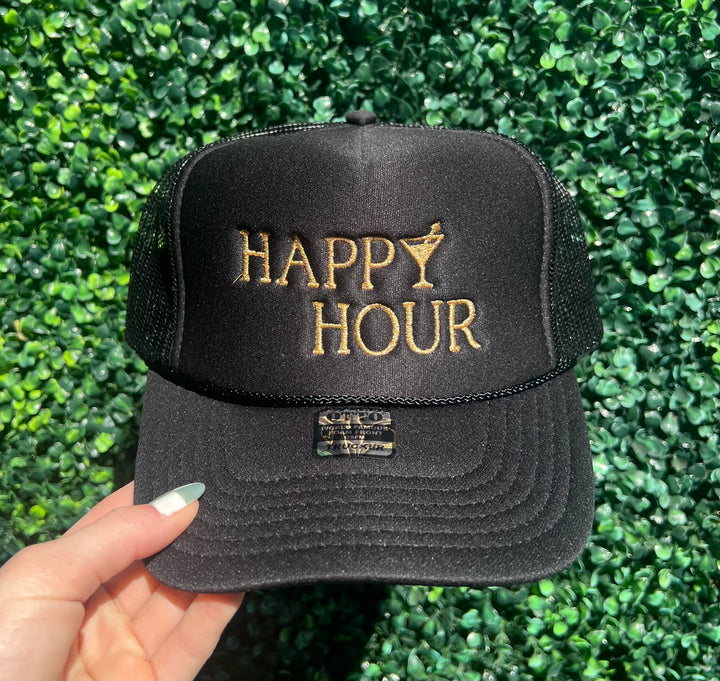 Happy Hour Embroidered Trucker Hat - Steele Hat Co
